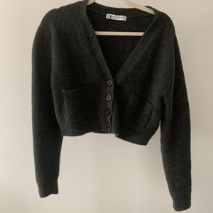 Charcoal Cropped Cardigan